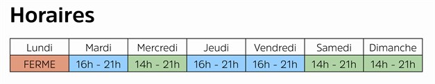 Horaires Été