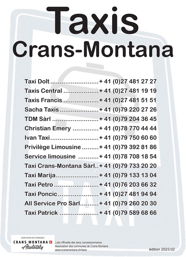 2023 Liste Taxis Crans Montana